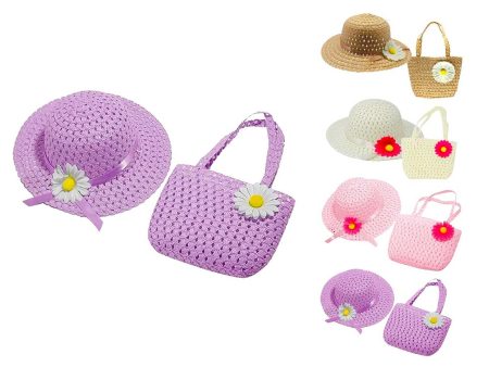 Cappello e borsa bambina carta intrecciata 4 colori assortiti - Mood on Sale