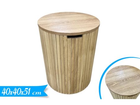 Pouf con contenitore in legno naturale stile jungle 40xh.51 cm - Golden Hill Online Sale