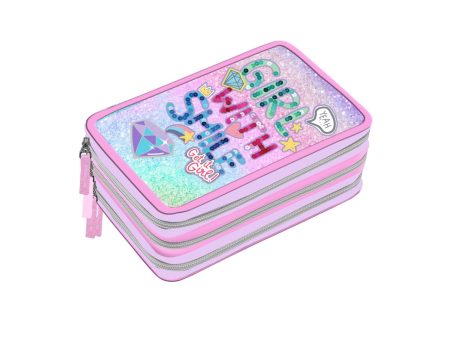 Astuccio con 3 zip playtoy glitter Online Sale