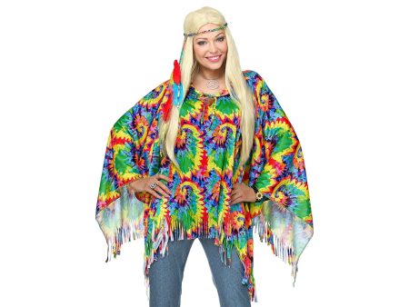 Set hippie psichedelica - il set comprende poncho e fascia per testa Cheap