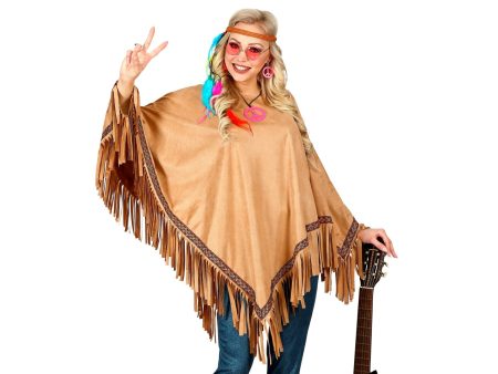 Poncho scamosciato colore marrone Discount