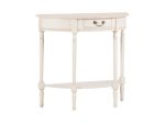 Consolle mezzaluna con ripiano panna in legno di betulla stile shabby chic, 83,5x35x76cm - Coccole di Casa For Discount