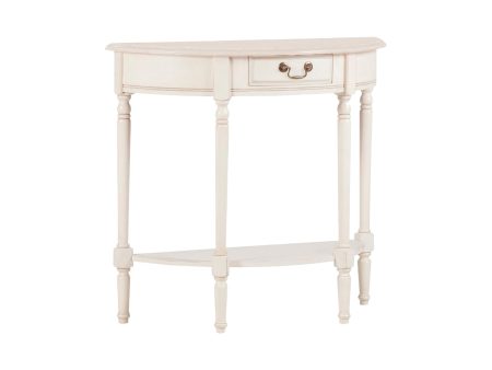 Consolle mezzaluna con ripiano panna in legno di betulla stile shabby chic, 83,5x35x76cm - Coccole di Casa For Discount