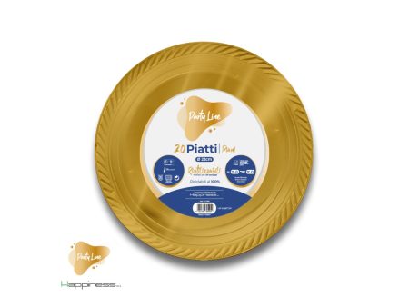 Piatti piani in plastica misura 22cm colore oro 15gr For Discount