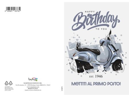 Biglietto maschile auguri buon compleanno con scritta happy birthday con foil e busta For Sale