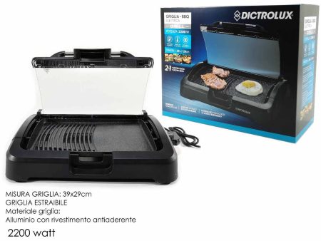 Barbecue elettrico con grill 2200w con coperchio in vetro Online now