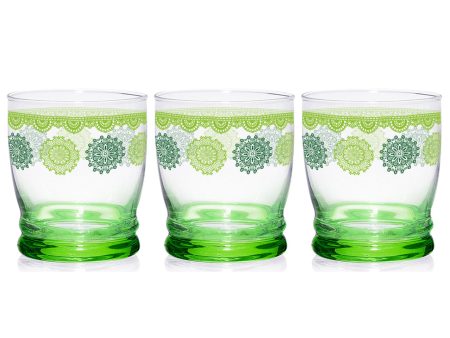 Bicchieri per acqua linea giove in confezione da 3 bicchieri con decorazioni persia colore verde da 340cc Online now