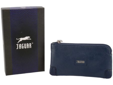 Portafoglio uomo jaguar portamonete zip in vera pelle colore blu 13,9x7,7cm For Cheap