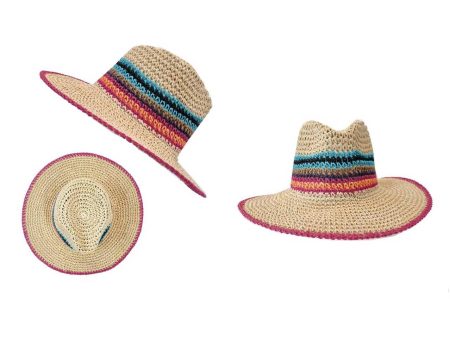 Cappello da donna crochet, multicolor in carta paglia, taglia unica - Twice Online