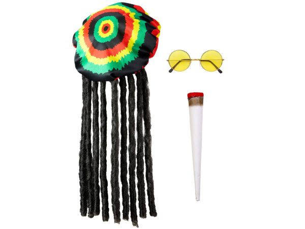 Set rastafari - il set comprende cappello con dreadlocks, occhiali e spinello Online Hot Sale