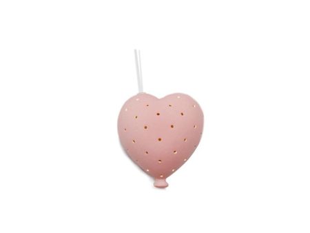 Diffusore bomboniera nascita bimba rosa in resina a forma di cuore con LED, con gancio - 6x10cm - Sud import Online Sale