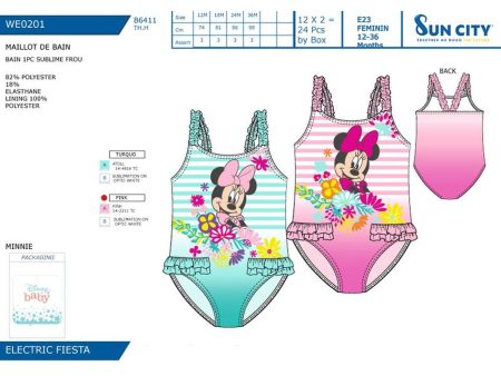 Minnie costume da bagno intero taglie assortite 12-18-24-36 mesi nei colori rosa o turchese For Discount