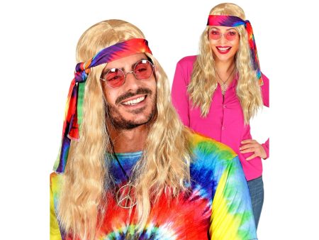 Parrucca hippie bionda con fascia tie-dye Fashion