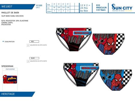 Spiderman slip costume da bagno taglie assortite 3-4-6-8 anni nei colori blu e rosso Discount