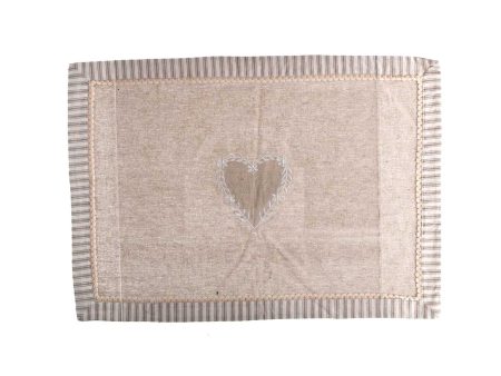 Tovaglietta all  americana in cotone e lino shabby chic con fantasia cuori - 48x35cm - Creare Online Sale