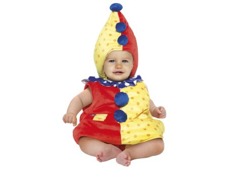 Costume carnevale da clown bambino saccotto in velluto con cappuccio età 6 12 mesi - Multicolor, Packaging in Busta Trasparente, Materiale 100% Poliestere, Altezza 50 cm, per Neonati. Online Sale