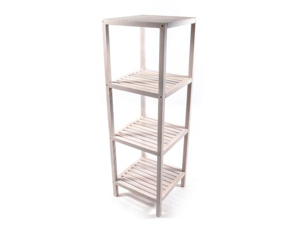 Mobile scaffale in legno naturale stile moderno con 4 ripiani 35x35x117 cm - Mercury Supply