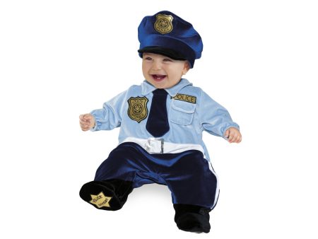 Costume piccolo poliziotto in velluto azzurro e blu, età 6 9 mesi - Travestimento Forze dell Ordine: Polizia Online Hot Sale