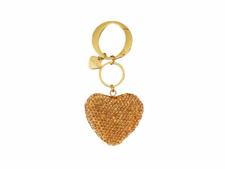 Portachiavi in metallo champagne con cuore e strass Online Hot Sale