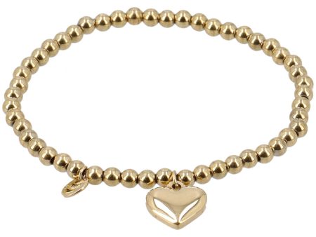 Bracciale in acciaio con sfere oro e ciondolo a forma di cuore Online now