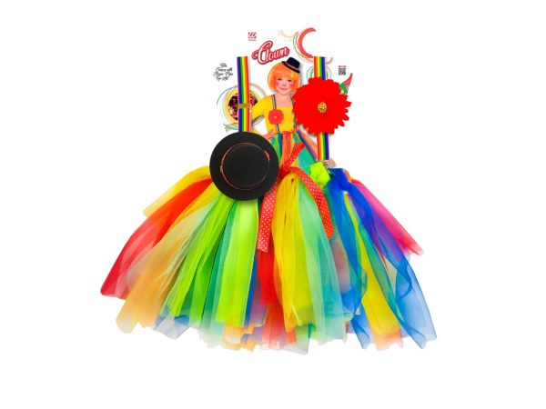 Set da clown - il set comprende tutu, bretelle con fiore e mini cilindro - taglia 3-4 anni For Discount