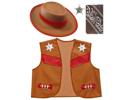 Set da cowboy - il set comprende gilet, cappello, bandana e stella sceriffo Online