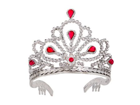 Tiara argento con gemme colore rosa Cheap