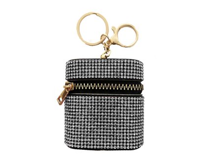 Portachiavi bauletto portamonete con strass grigio on Sale