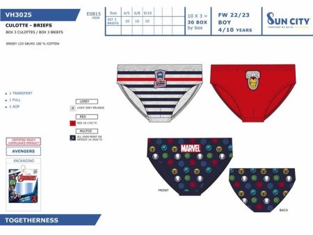 Avengers slip 3 pezzi taglia 4-10 anni 100% cotone Discount