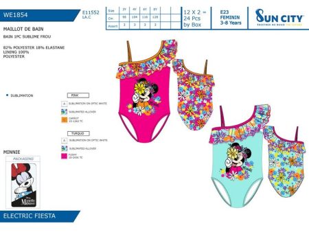 Minnie costume da bagno intero taglie assortite 3-4-6-8 anni nei colori rosa e turchese Fashion